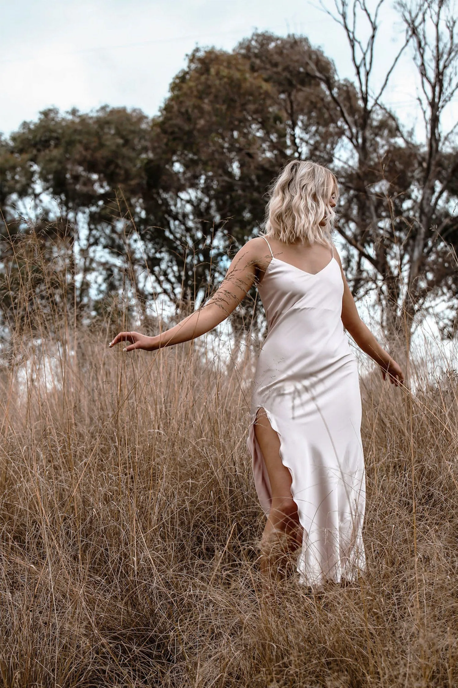 Bias Slip Dress in Vintage Pink