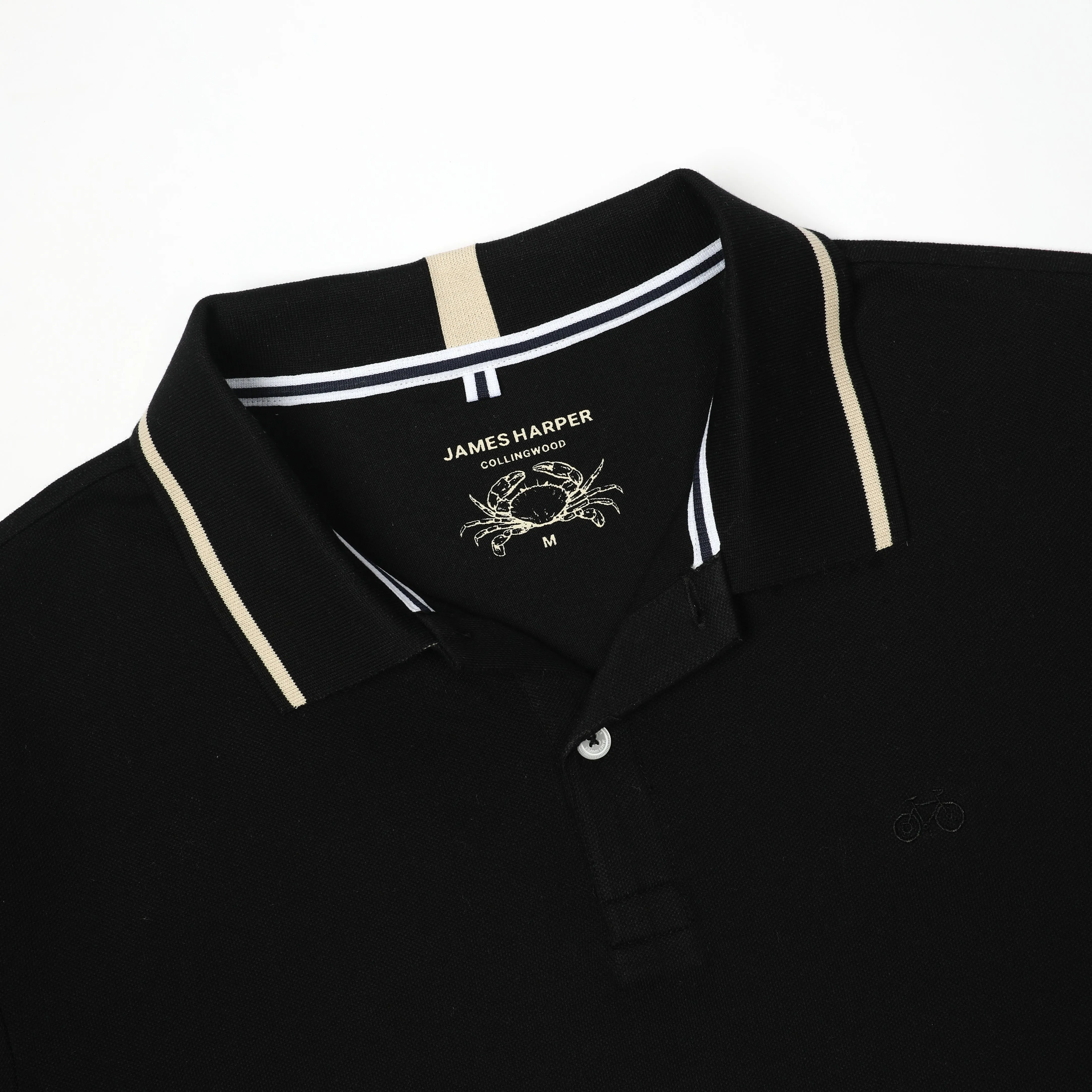 Black Button Pique Polo