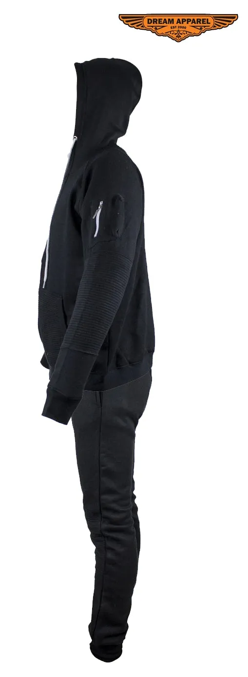 Black Sweatsuit W/ Ribbed Panels