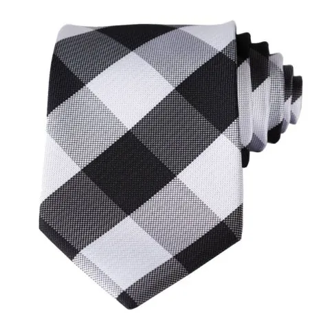 Black, White & Gray Plaid Tie