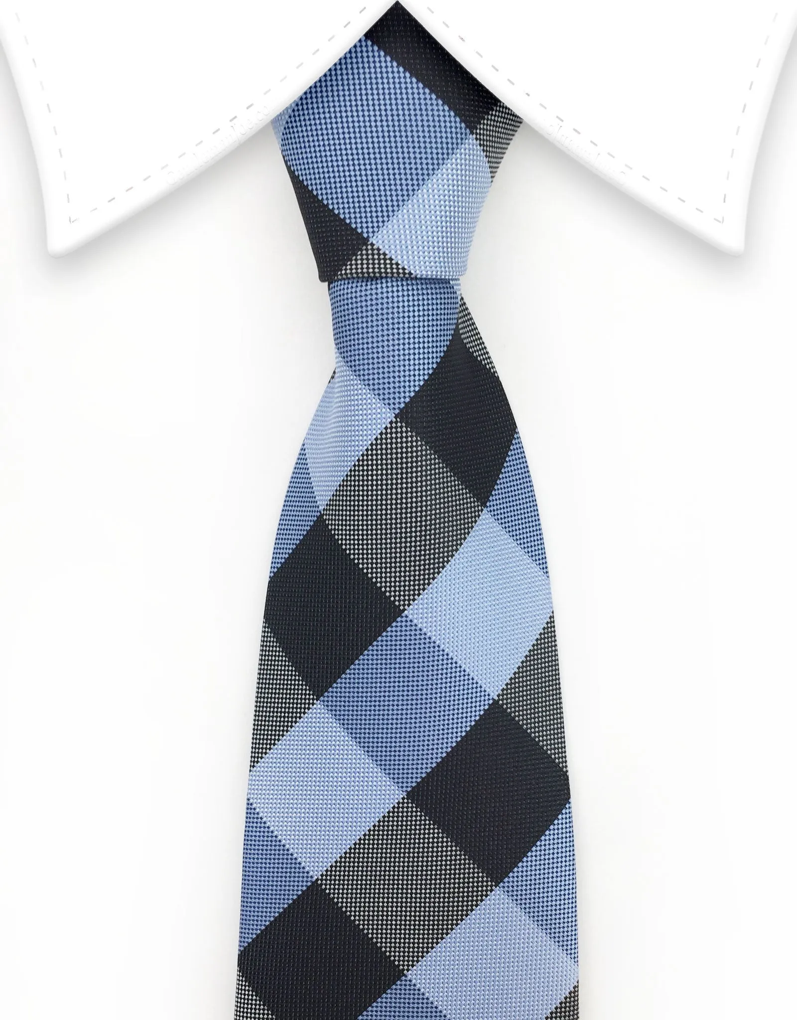 Blue and Black Plaid Tie