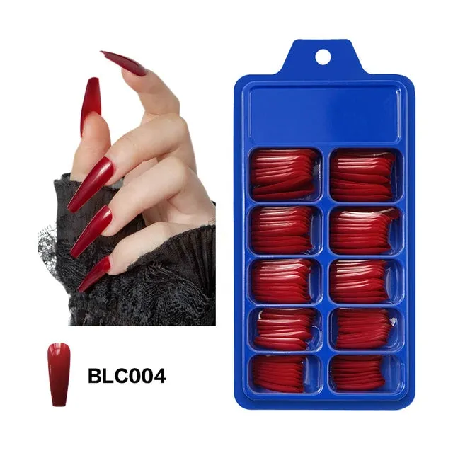 Blue Box 100Pcs Candy Solid Color Ballet Nail Trapezoidal False Nail