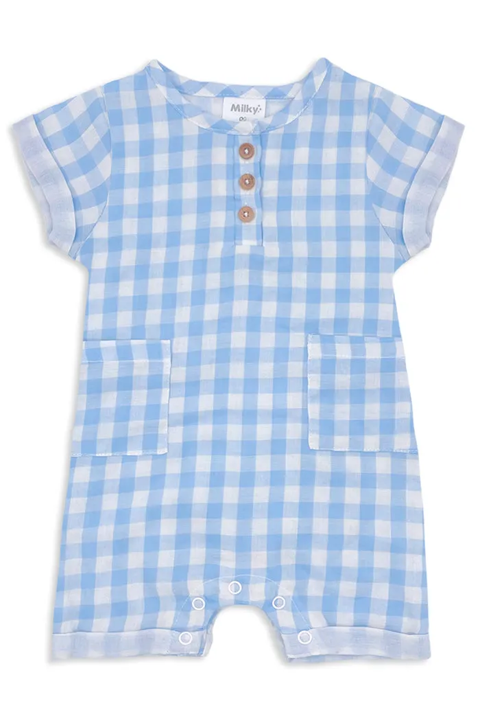 Blue Check Romper