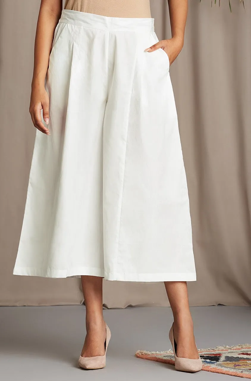 box pleated culotte - pristine white