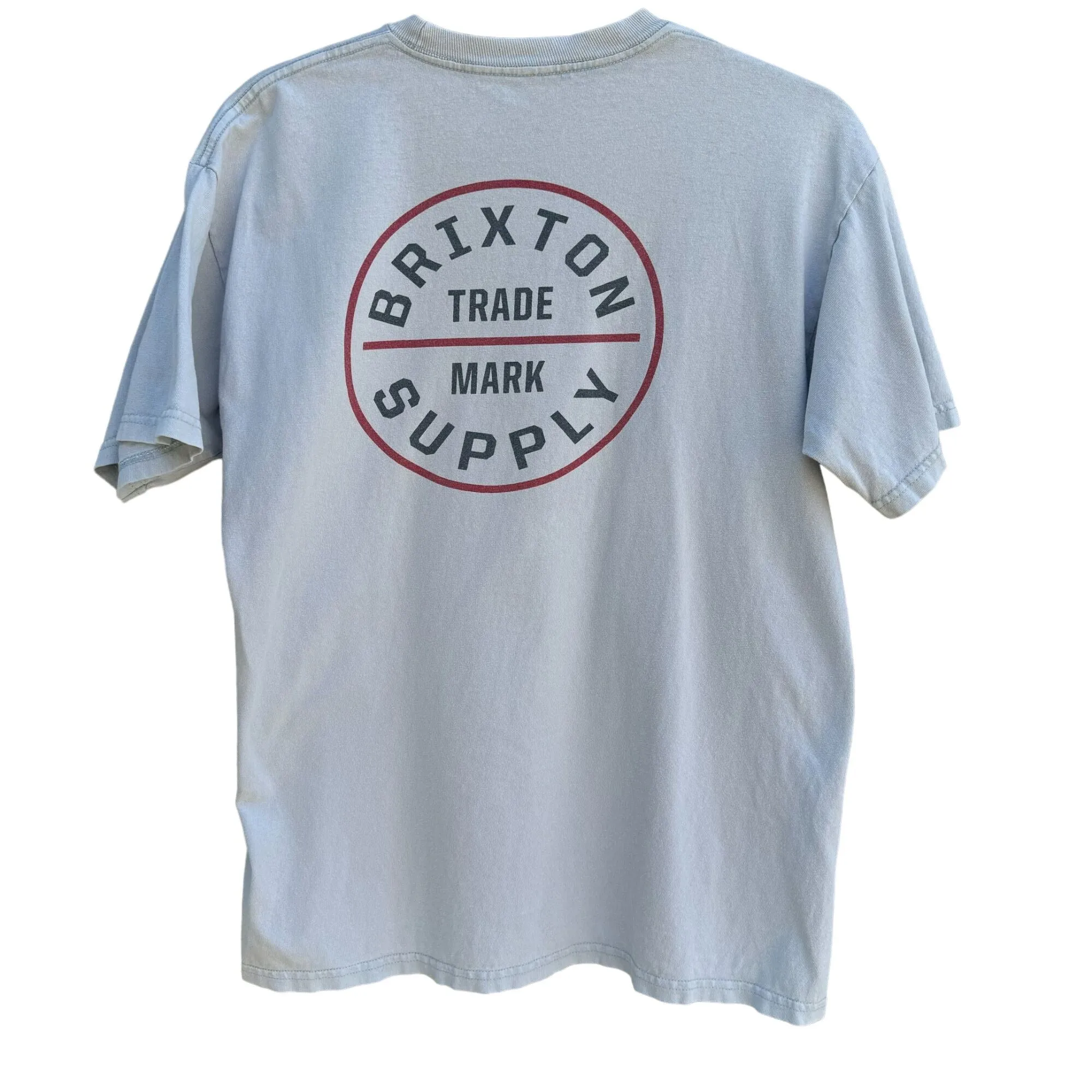 Brixton Trademark Supply Men's Blue Graphic Print Short Sleeve Crew Neck Tee Med