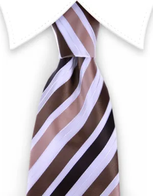 Brown & White Striped Necktie