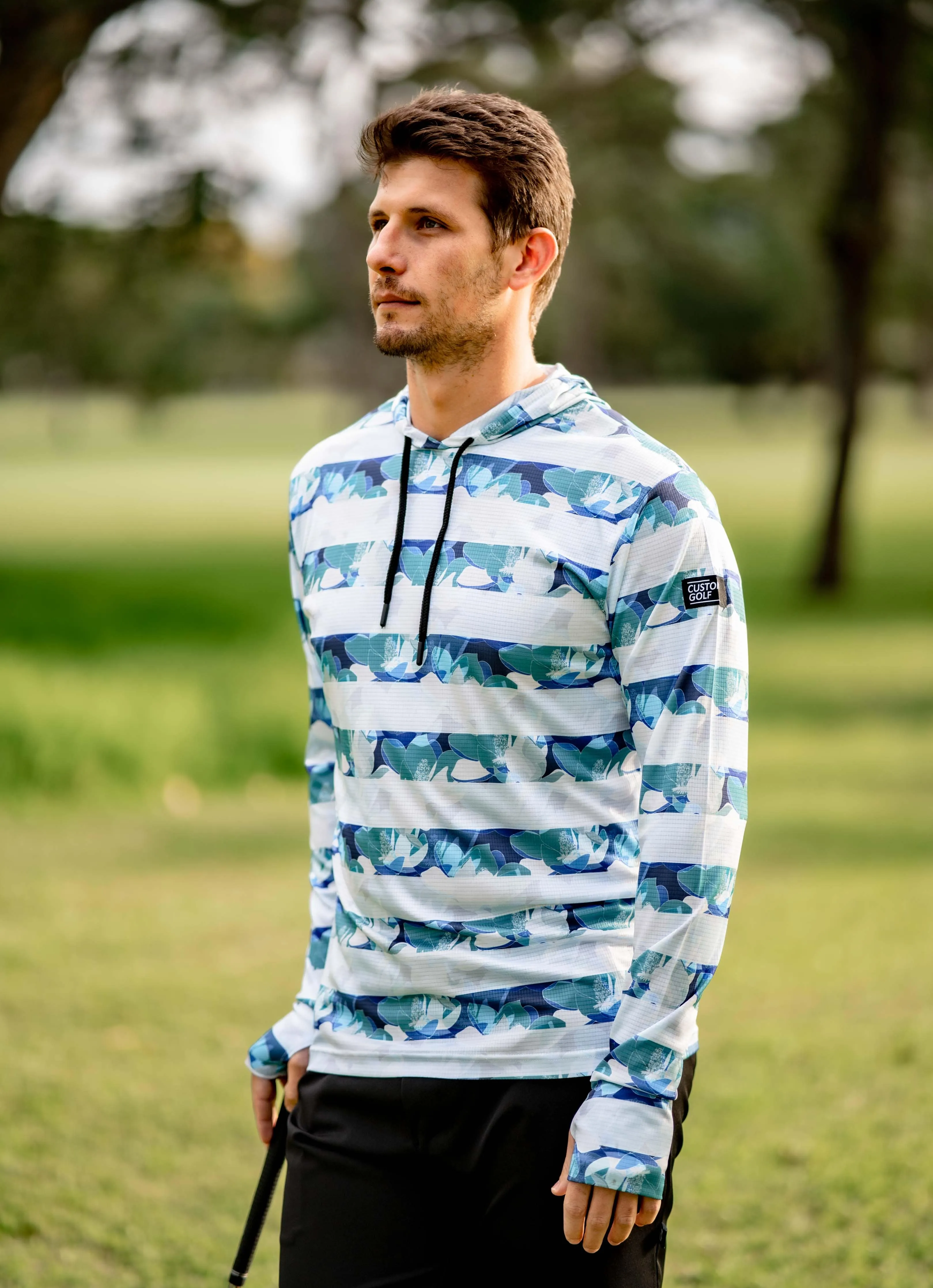 CA Light-Weight Golf Pullover Hoodie  | Striped Floral