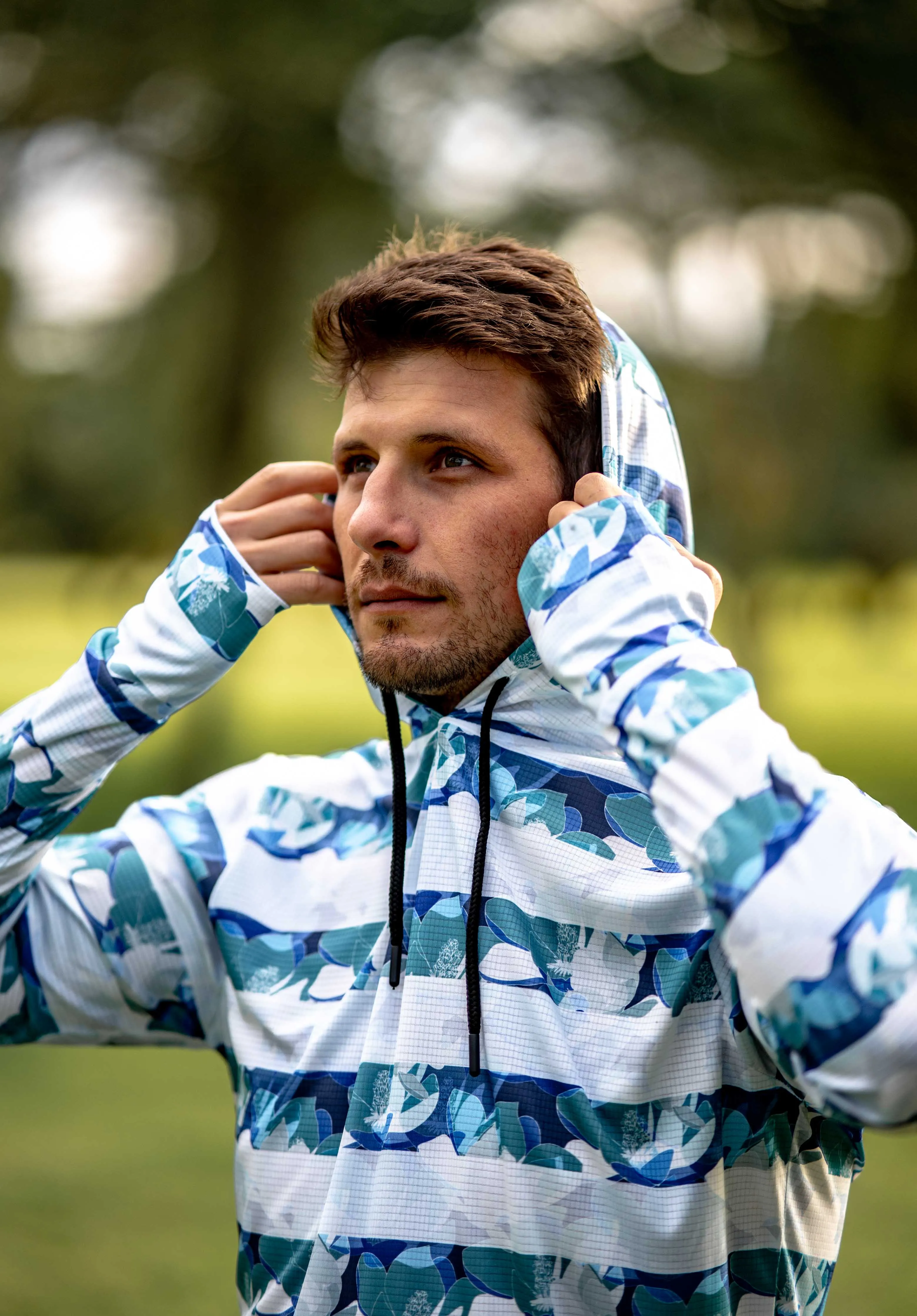 CA Light-Weight Golf Pullover Hoodie  | Striped Floral