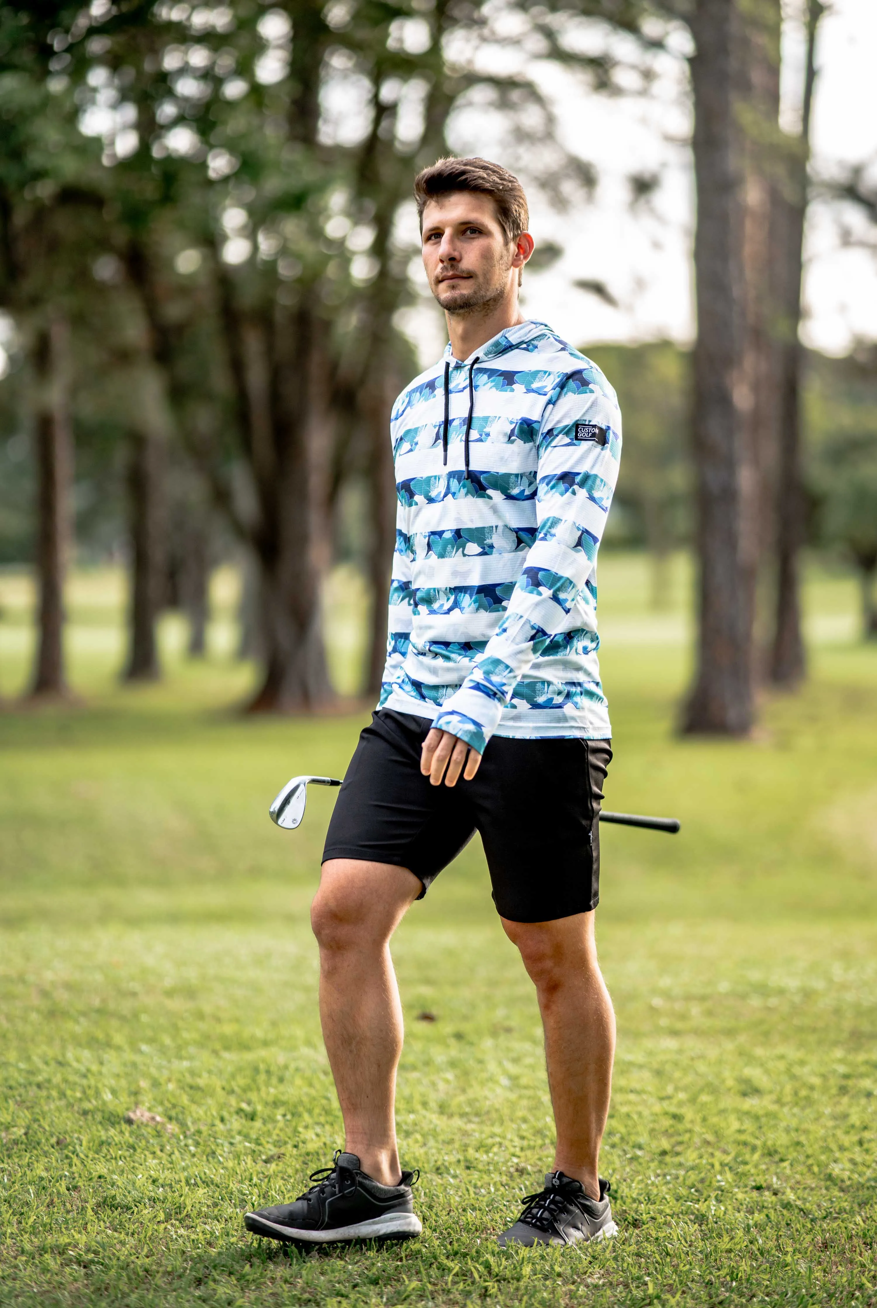 CA Light-Weight Golf Pullover Hoodie  | Striped Floral