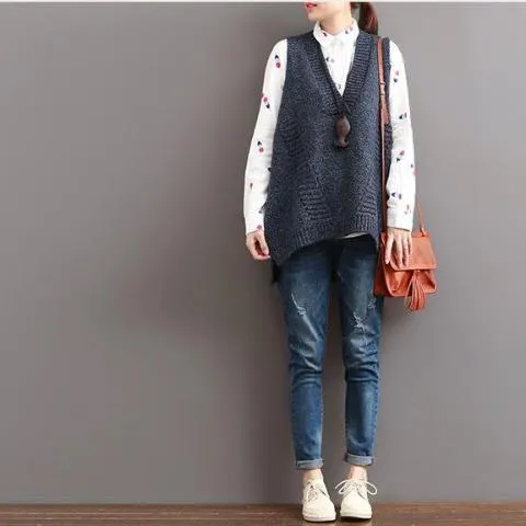 Casual Cotton V-Neck Sweater Vest