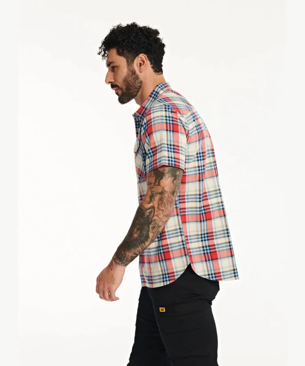 Caterpillar Men's Plaid Short Sleeve Work Shirt - Bittersweet