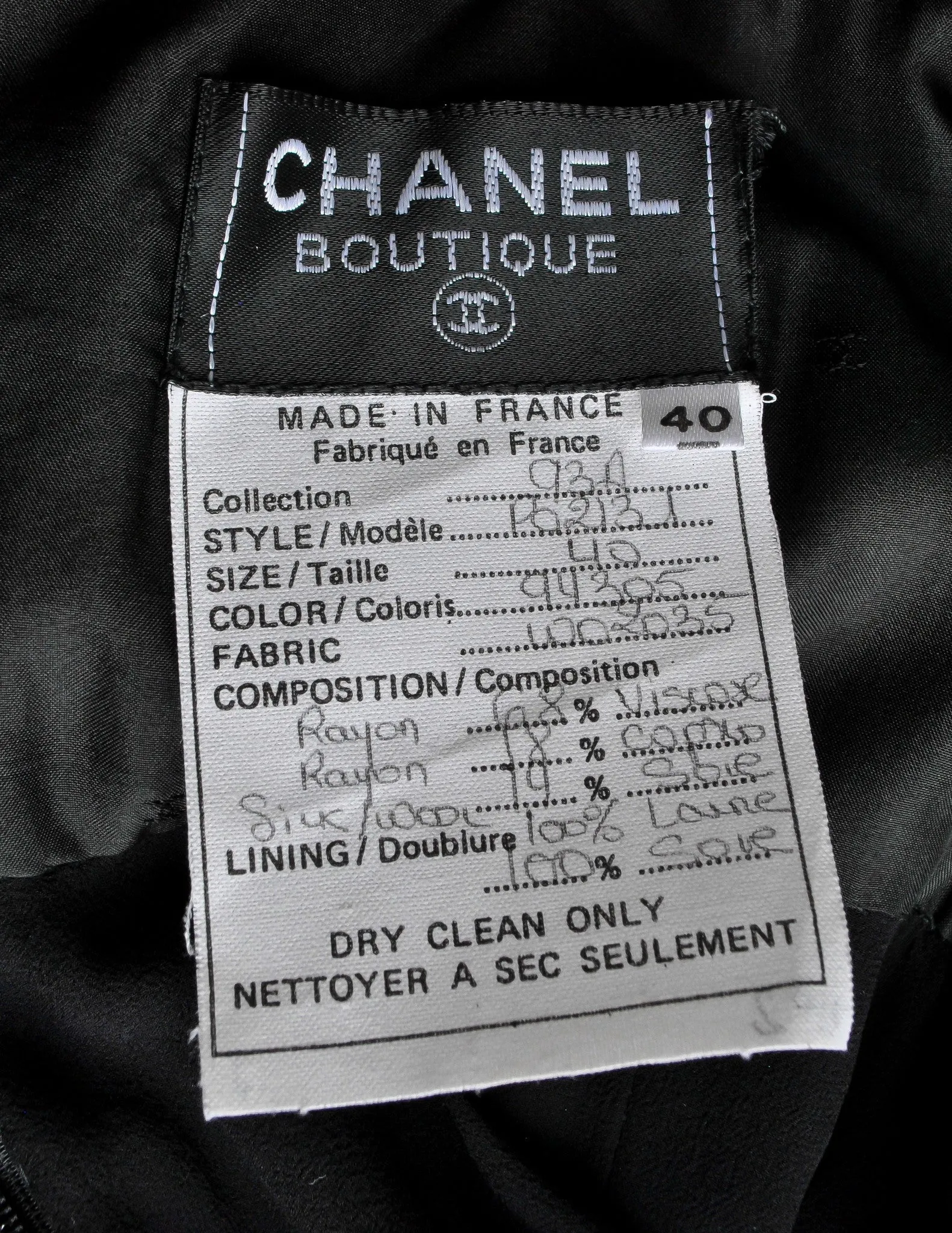 Chanel Vintage Black Velvet & Wool Maxi Evening Dress