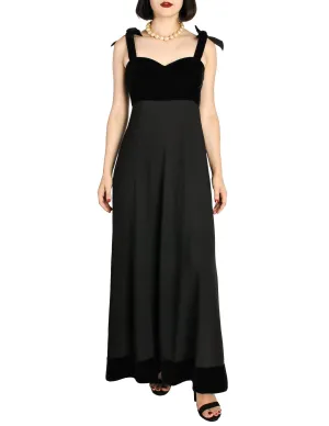 Chanel Vintage Black Velvet & Wool Maxi Evening Dress