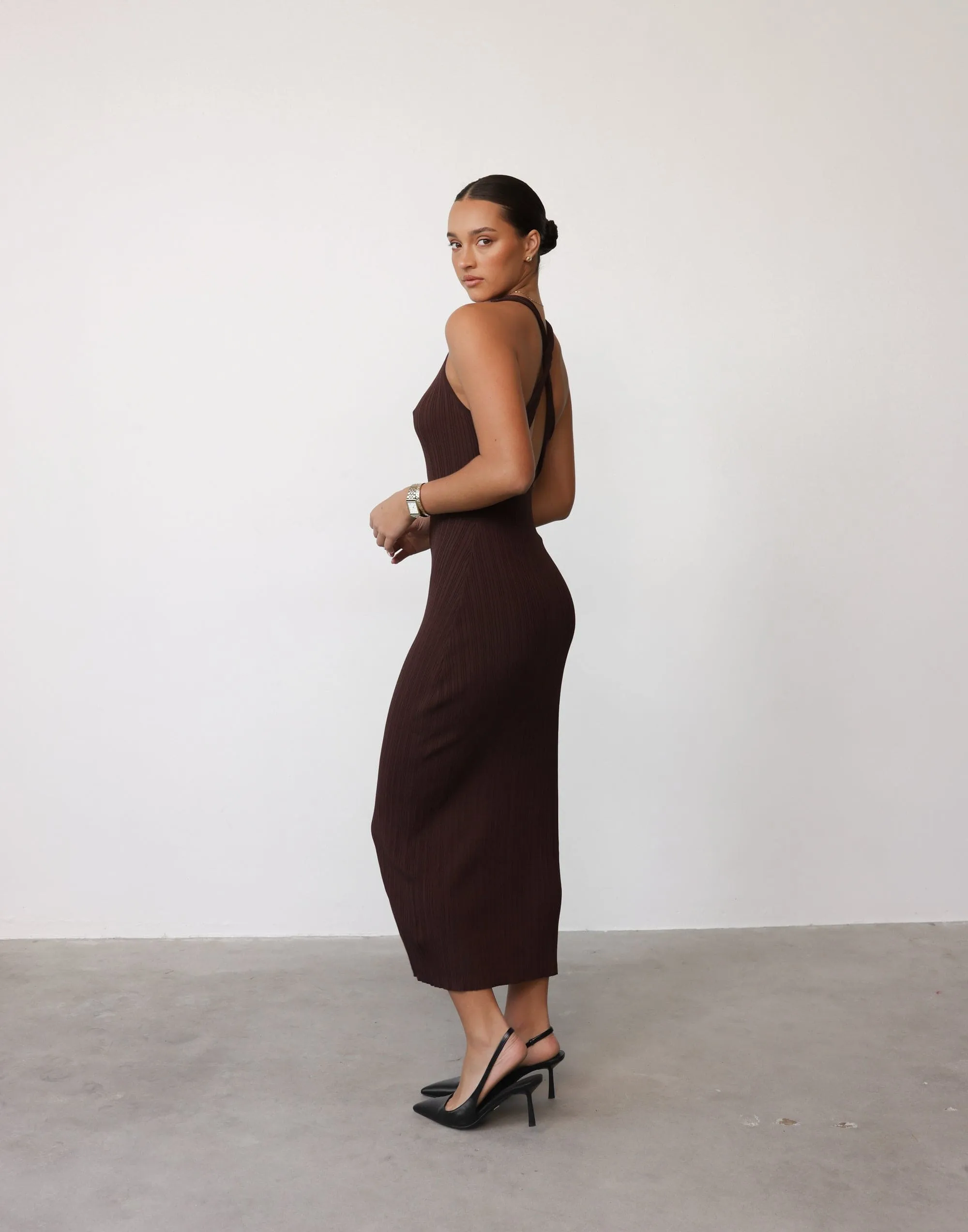 Charm Midi Dress (Cocoa)