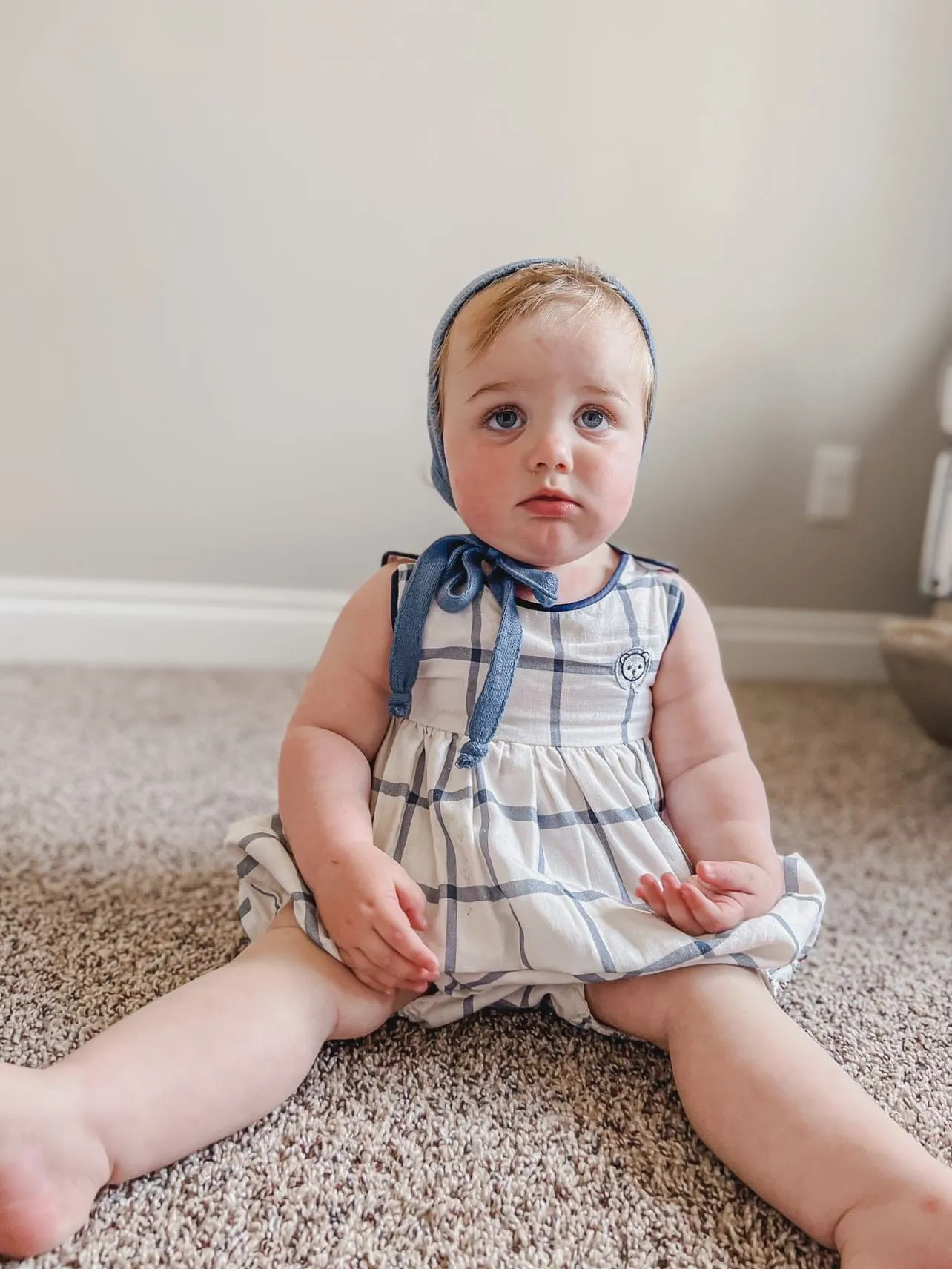 Checkered Linen Baby Boy Romper