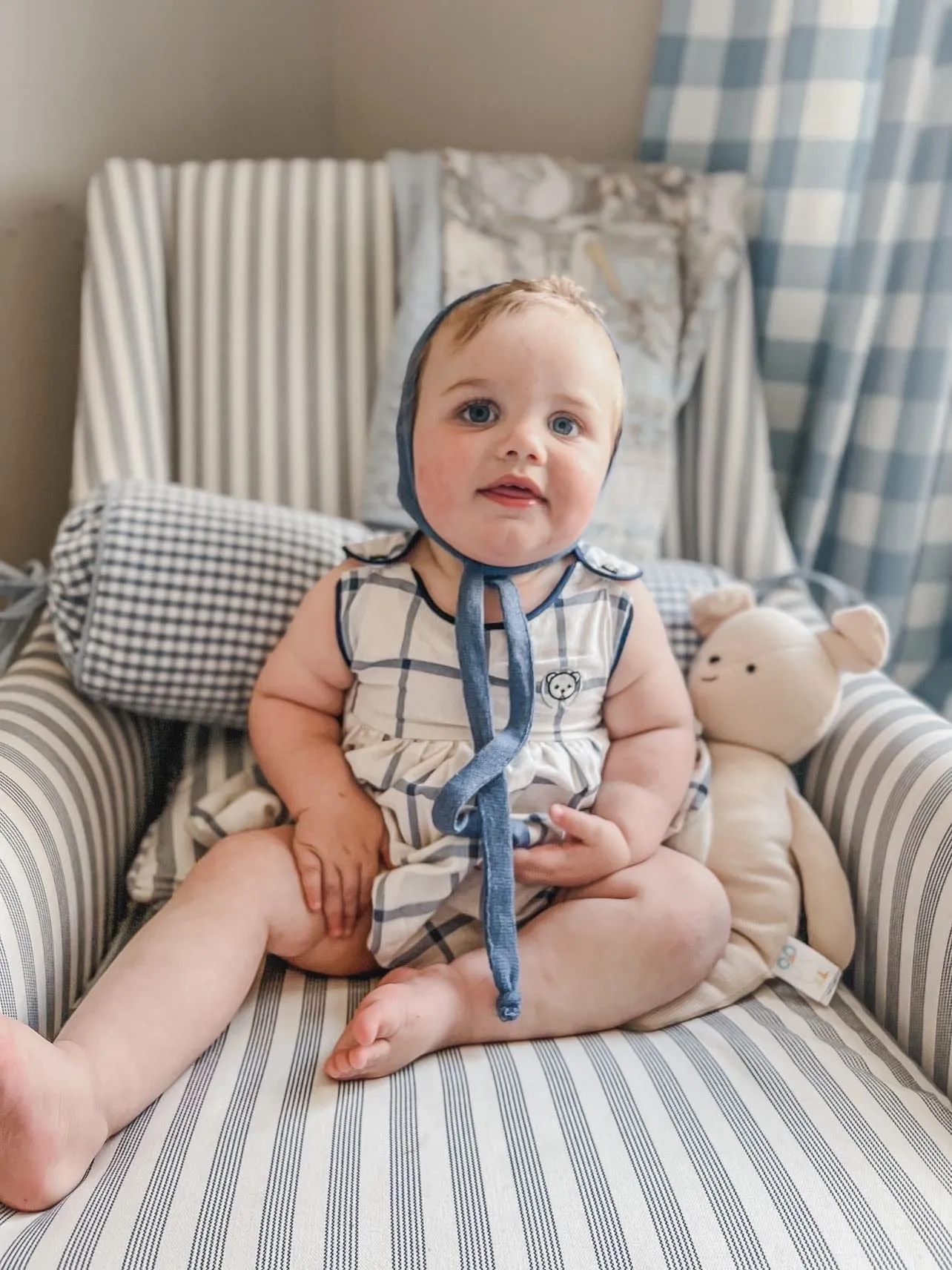 Checkered Linen Baby Boy Romper