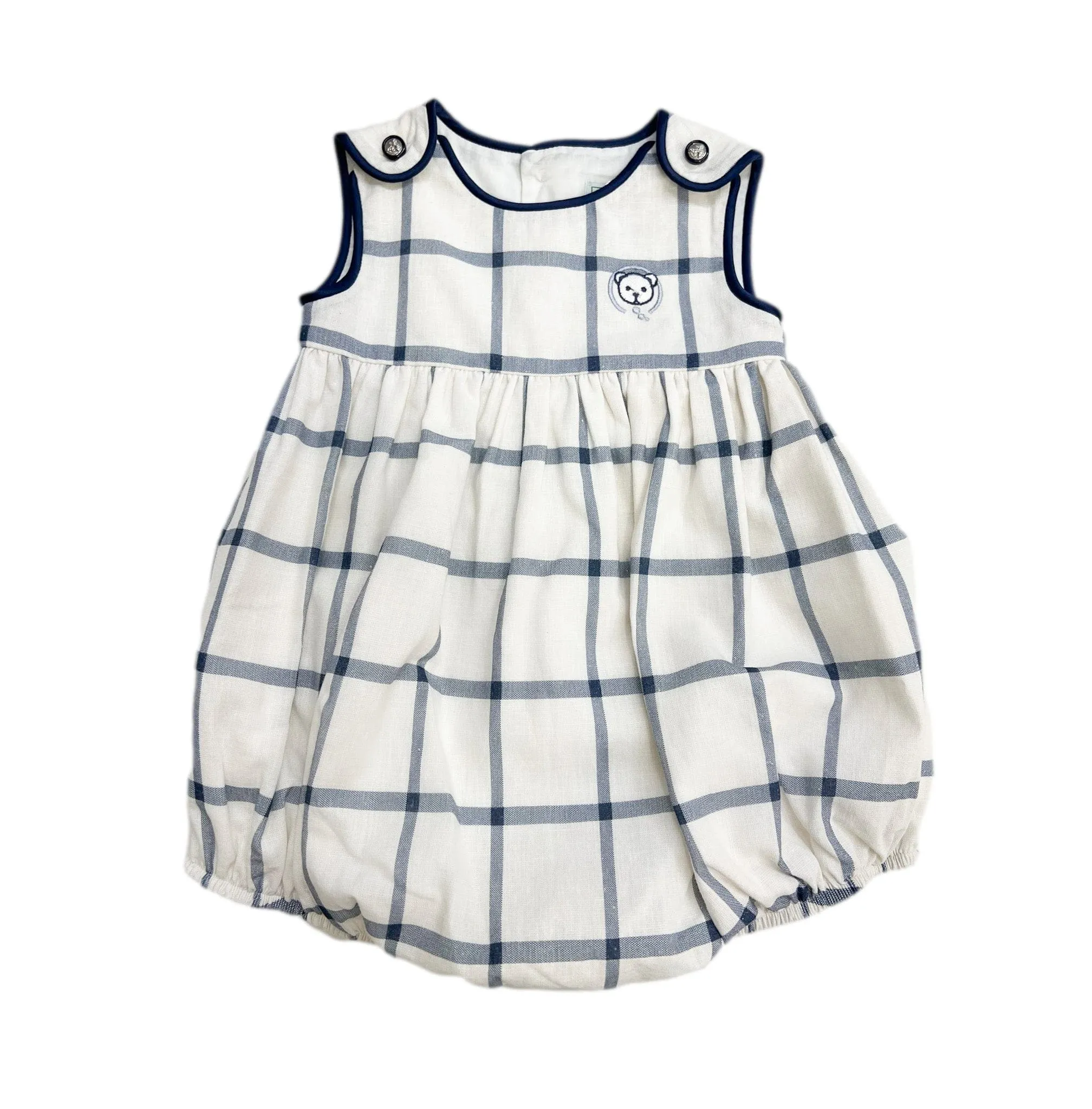 Checkered Linen Baby Boy Romper