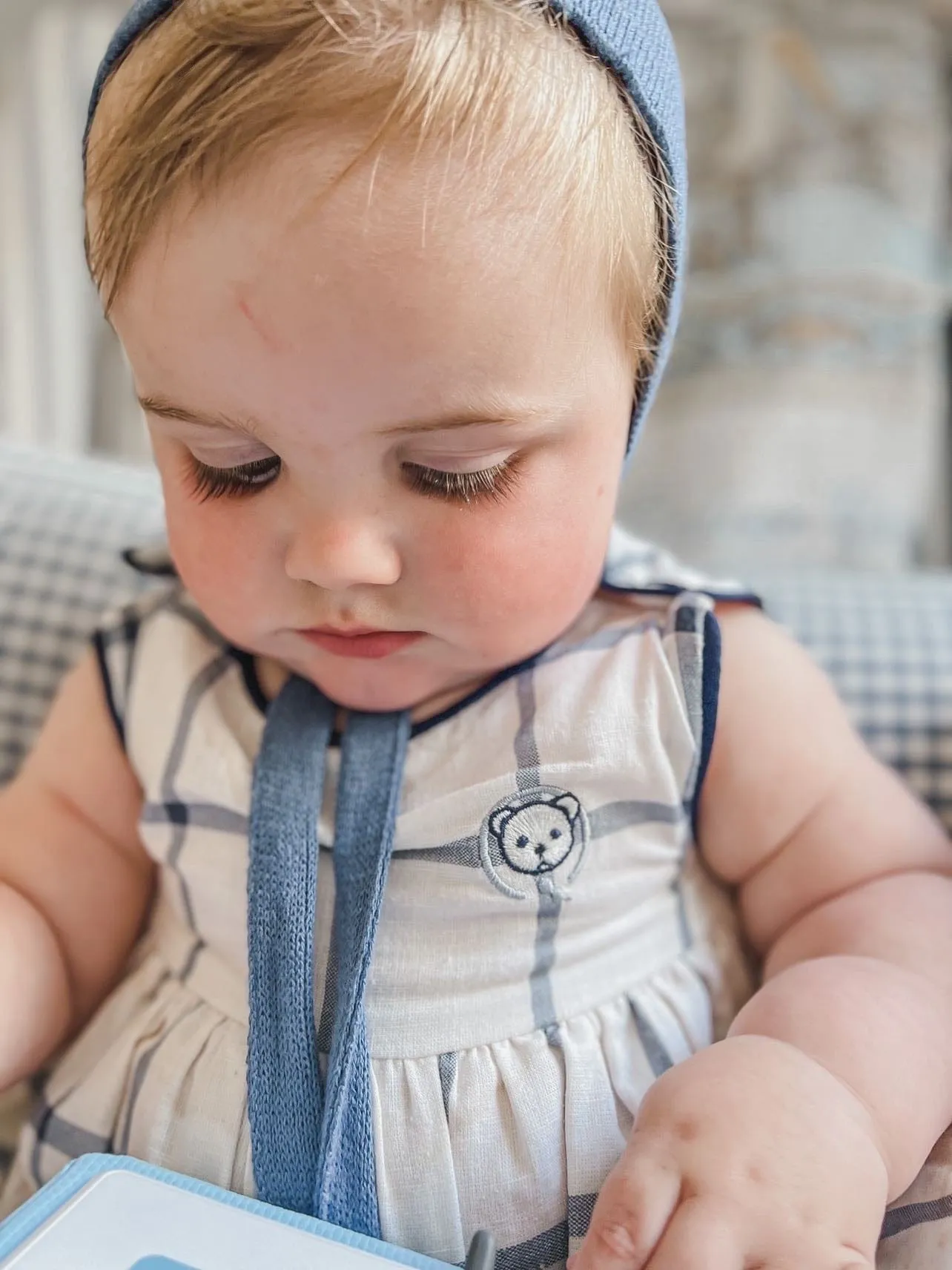 Checkered Linen Baby Boy Romper