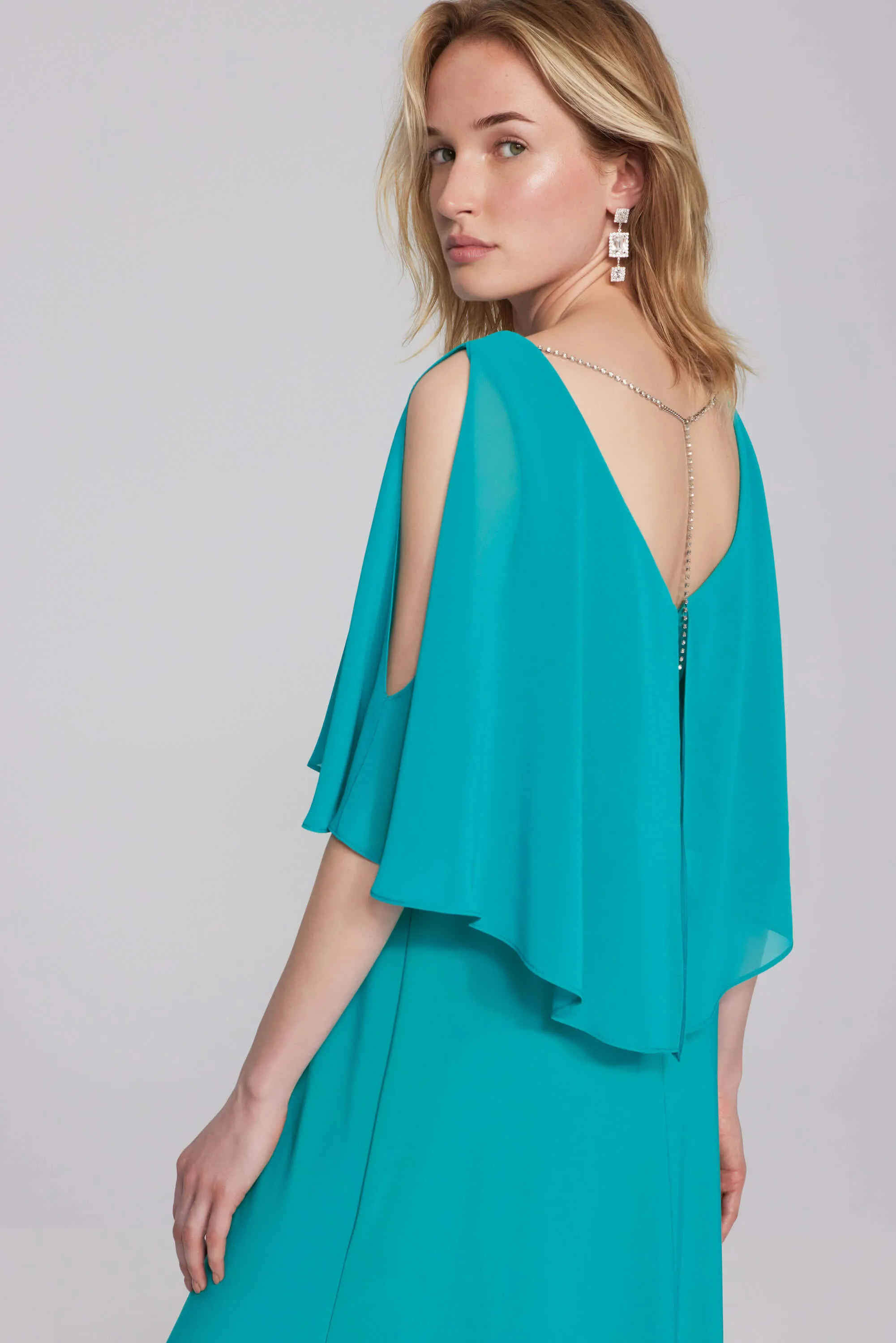 Chiffon Fit n Flare Signature Dress - Ocean Blue 241706