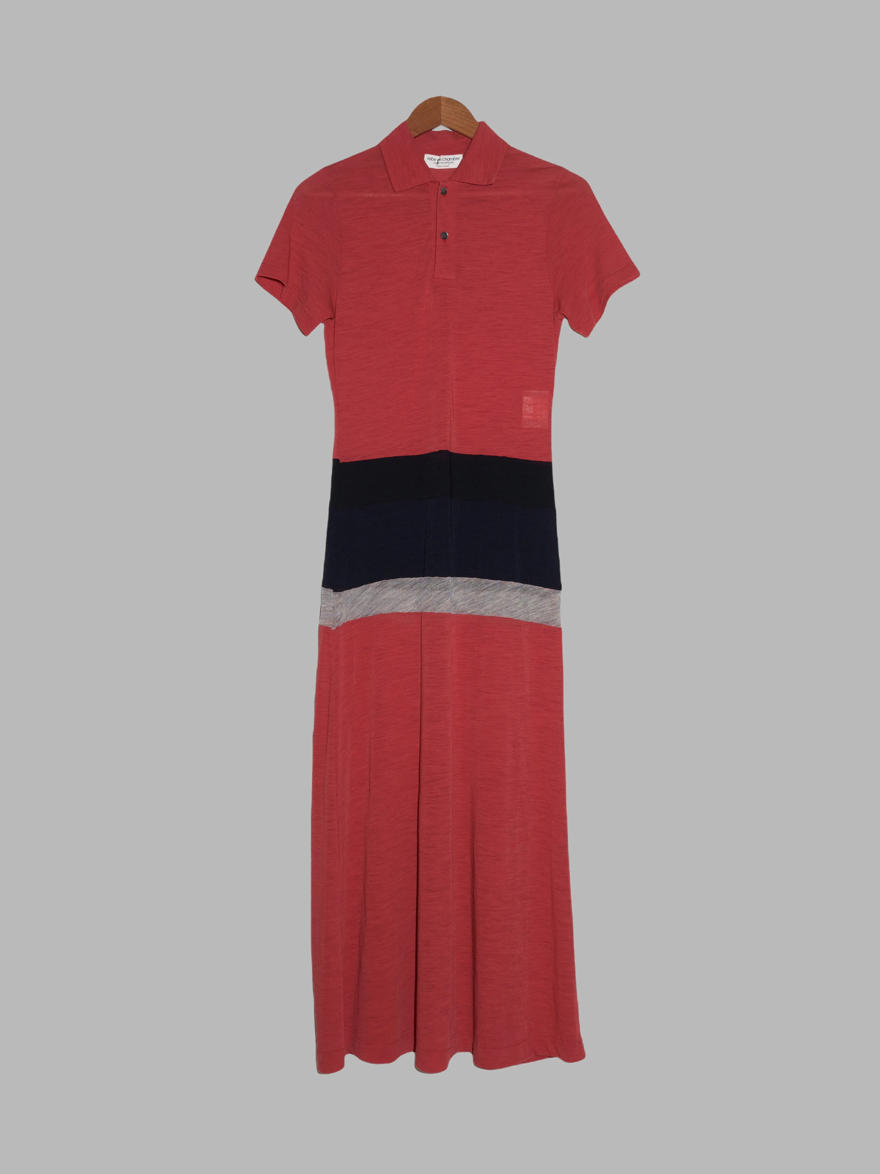 Comme des Garcons SS1996 burnt orange wool jersey polo shirt maxi dress