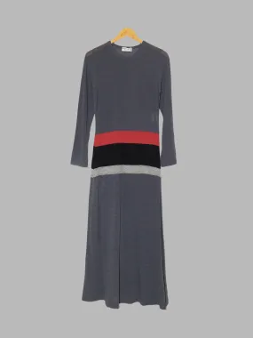 Comme des Garcons SS1996 grey wool jersey maxi dress with contrast panels