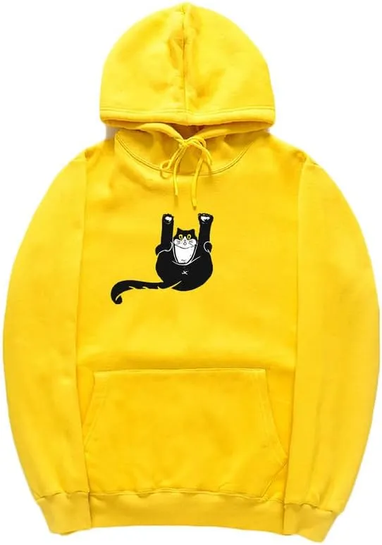 CORIRESHA Teen Funny Cat Hoodie Casual Drawstring Kangaroo Pocket Basic Cute Sweatshirt