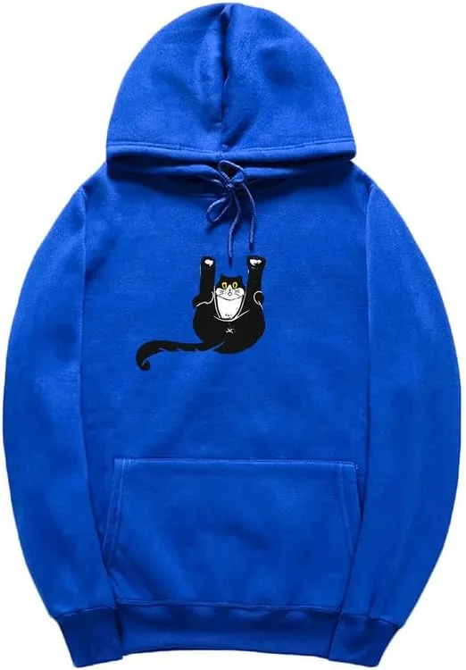 CORIRESHA Teen Funny Cat Hoodie Casual Drawstring Kangaroo Pocket Basic Cute Sweatshirt