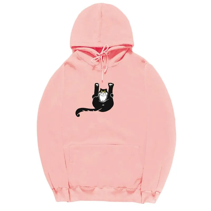 CORIRESHA Teen Funny Cat Hoodie Casual Drawstring Kangaroo Pocket Basic Cute Sweatshirt