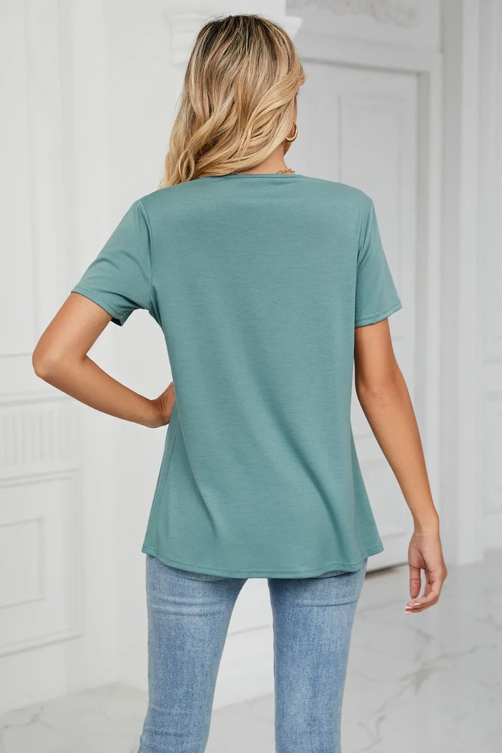 Cowl Neck Tulip Hem T-Shirt