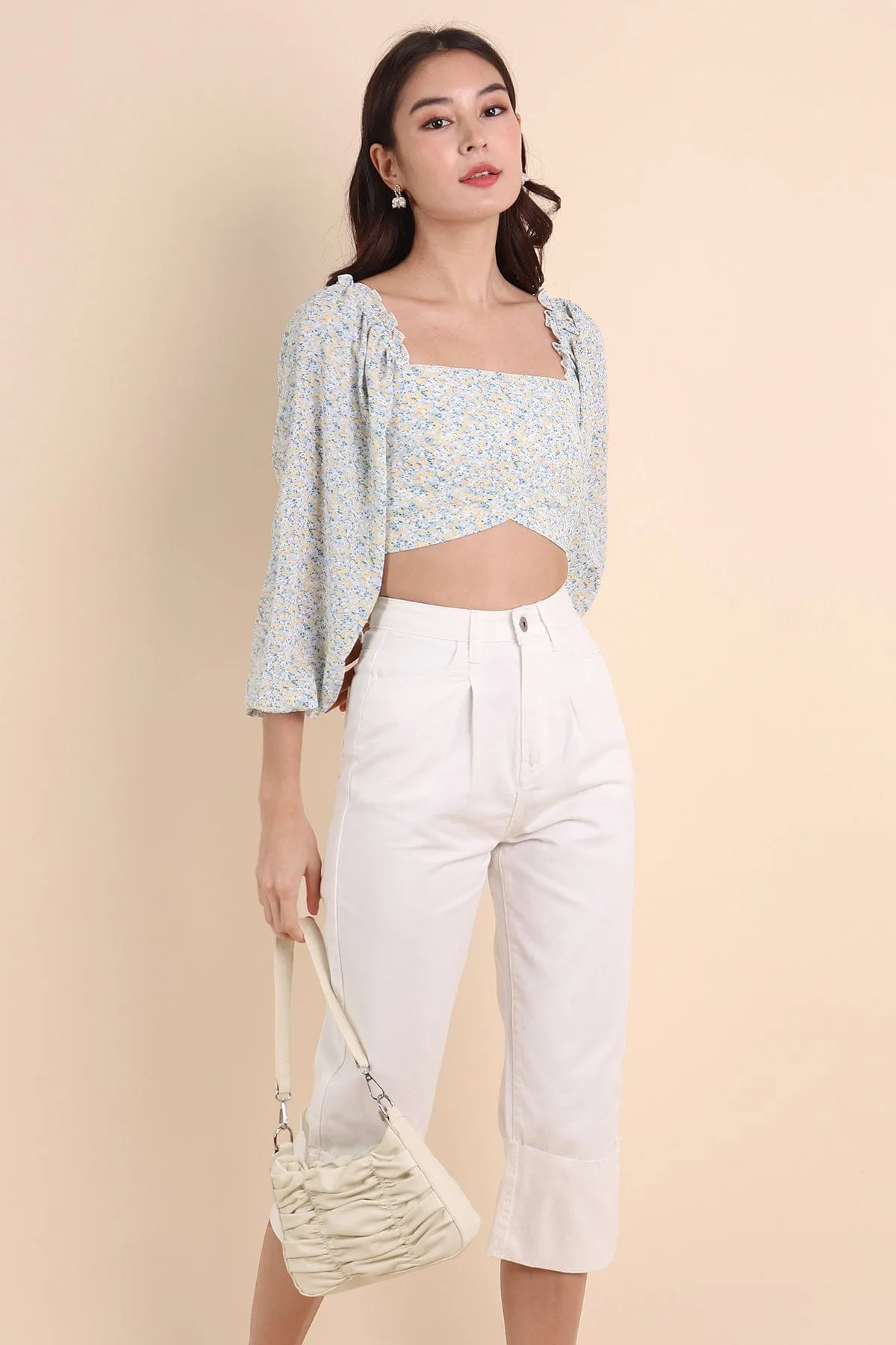 DAMARIS CUFFED DENIM CULOTTES IN WHITE