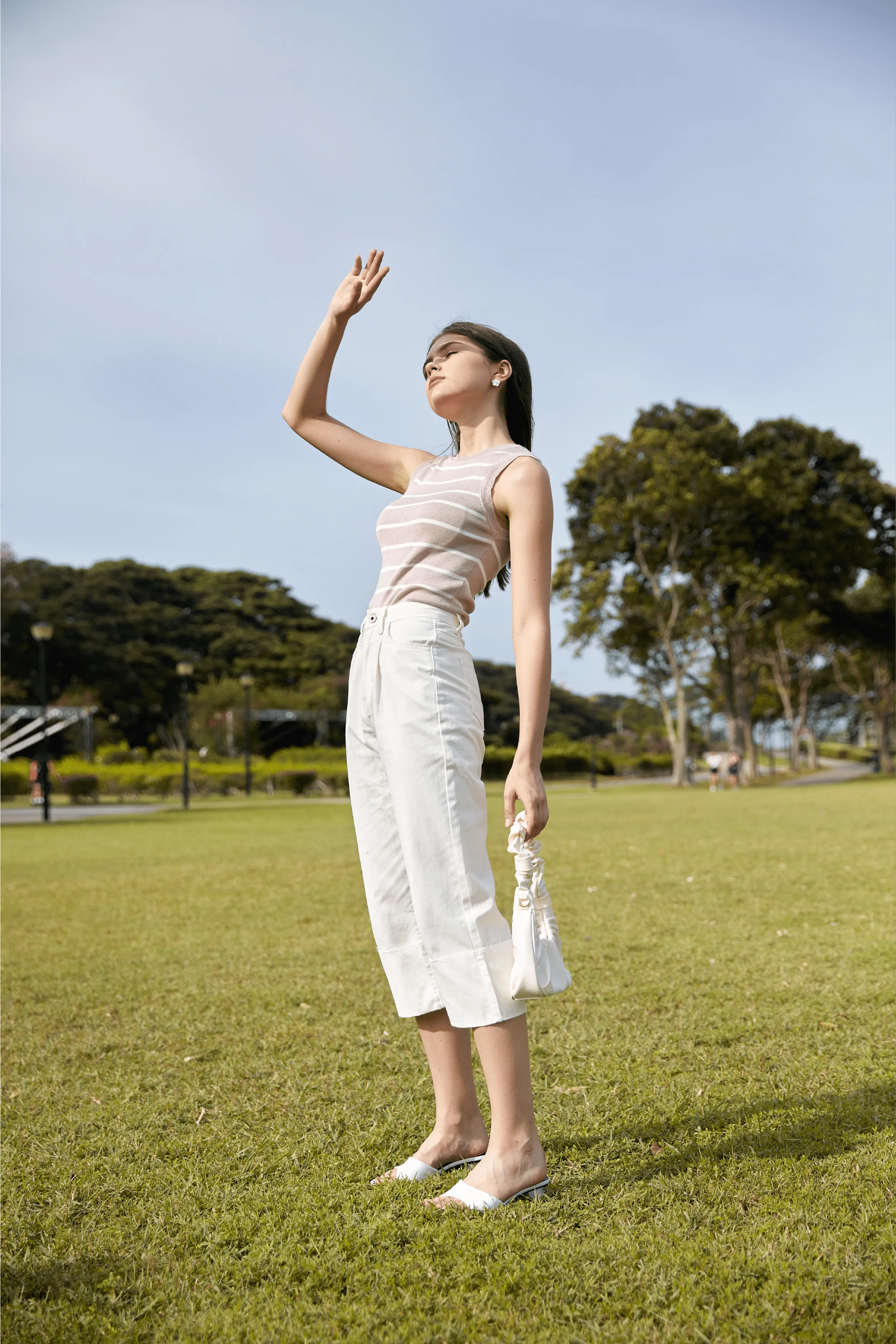 DAMARIS CUFFED DENIM CULOTTES IN WHITE