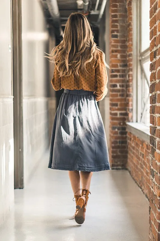 Dew Waist Tie Midi Skirt