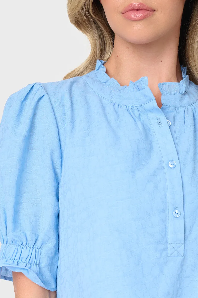 Dianthus Henley Puff Sleeve Blouse