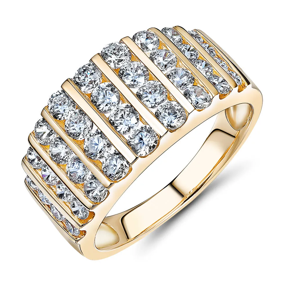 Dress ring with 1.44 carats* of diamond simulants in 10 carat yellow gold