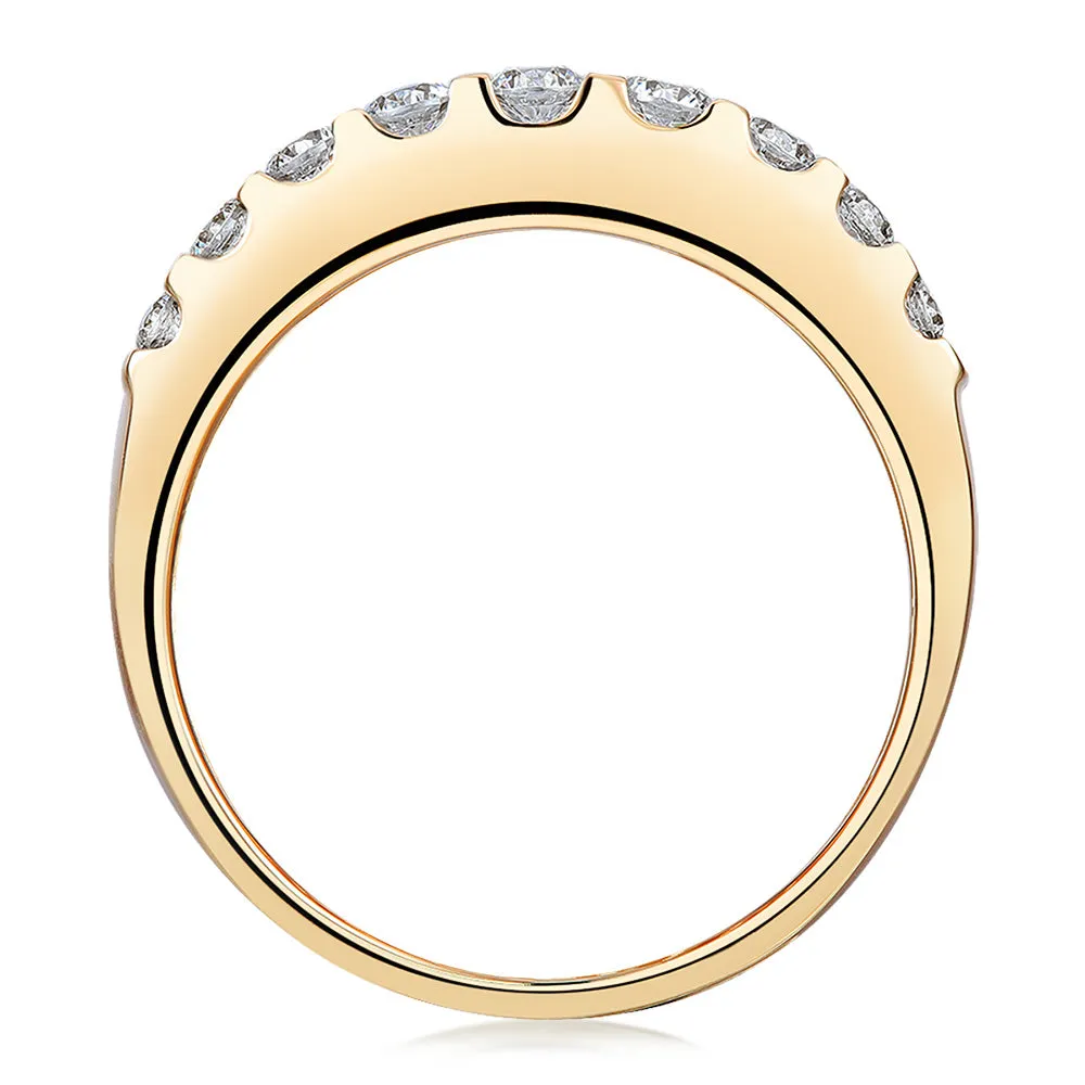 Dress ring with 1.44 carats* of diamond simulants in 10 carat yellow gold