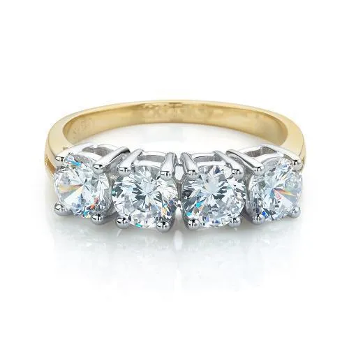 Dress ring with 1.84 carats* of diamond simulants in 10 carat yellow and white gold