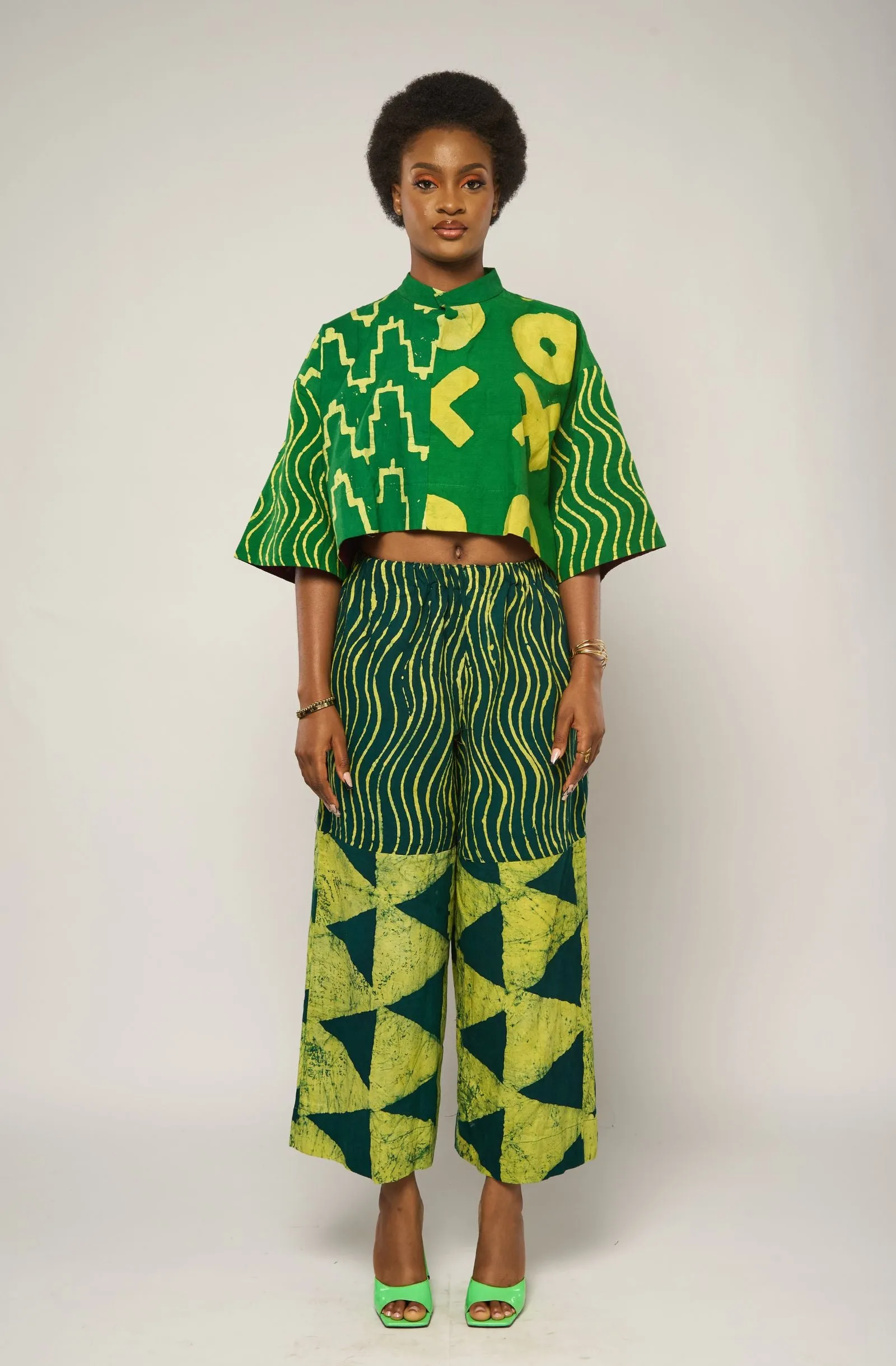 Dye Lab Green and Yellow Culottes