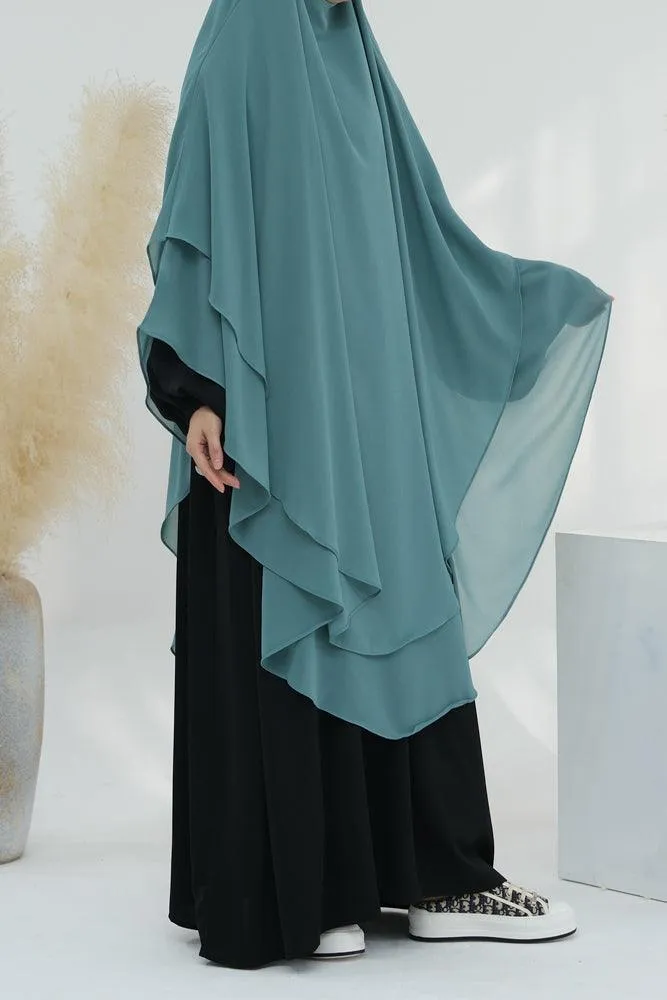 Elegant Two-Layer Chiffon Khimar Scarf for Versatile Wear