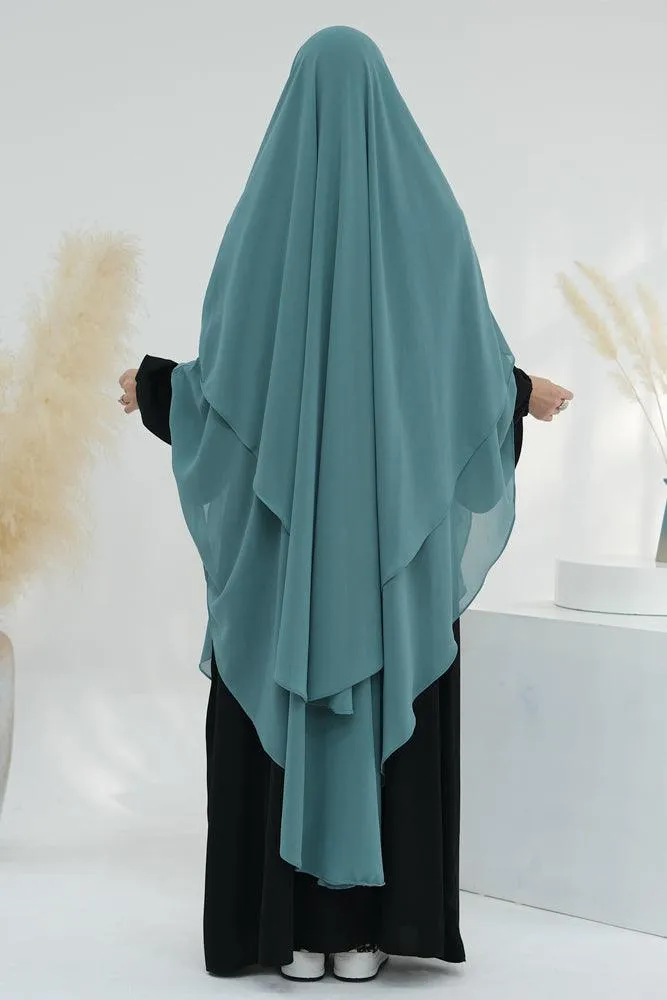 Elegant Two-Layer Chiffon Khimar Scarf for Versatile Wear