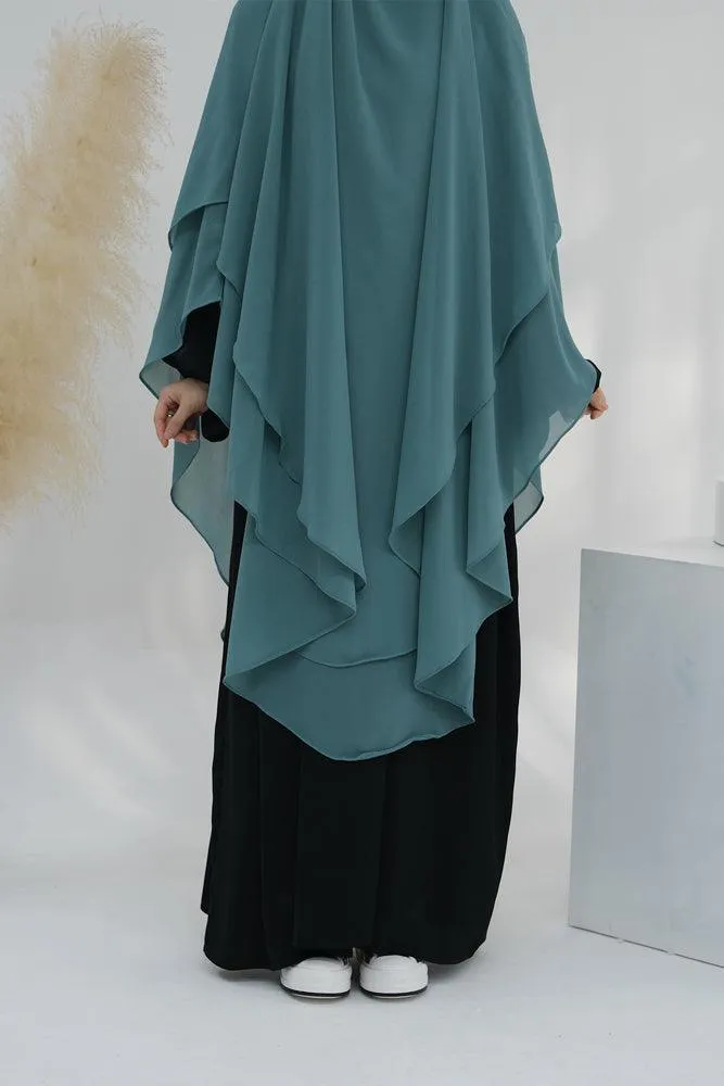 Elegant Two-Layer Chiffon Khimar Scarf for Versatile Wear