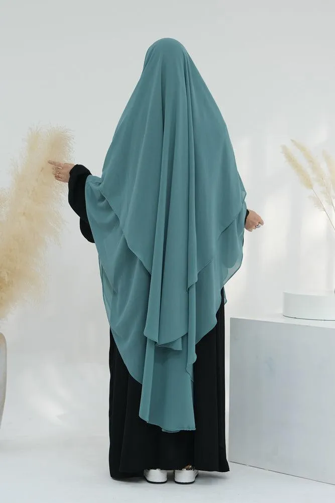 Elegant Two-Layer Chiffon Khimar Scarf for Versatile Wear