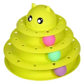 Emily Pets Roller 3 Level Turntable Cat Toy with Balls Toy for Cats (Green)