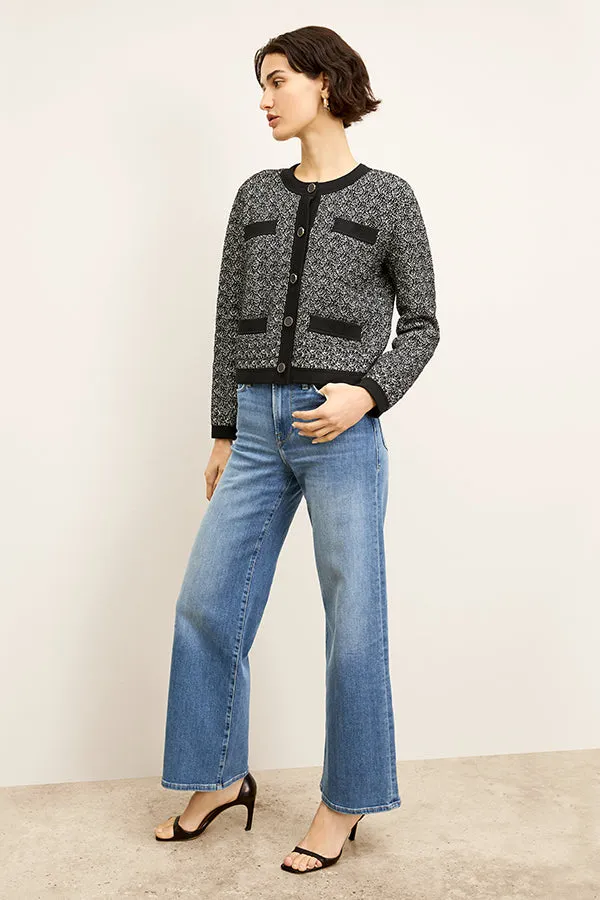 Evangeline Jardigan - Boucle Jardigan Knit :: Black/Ivory