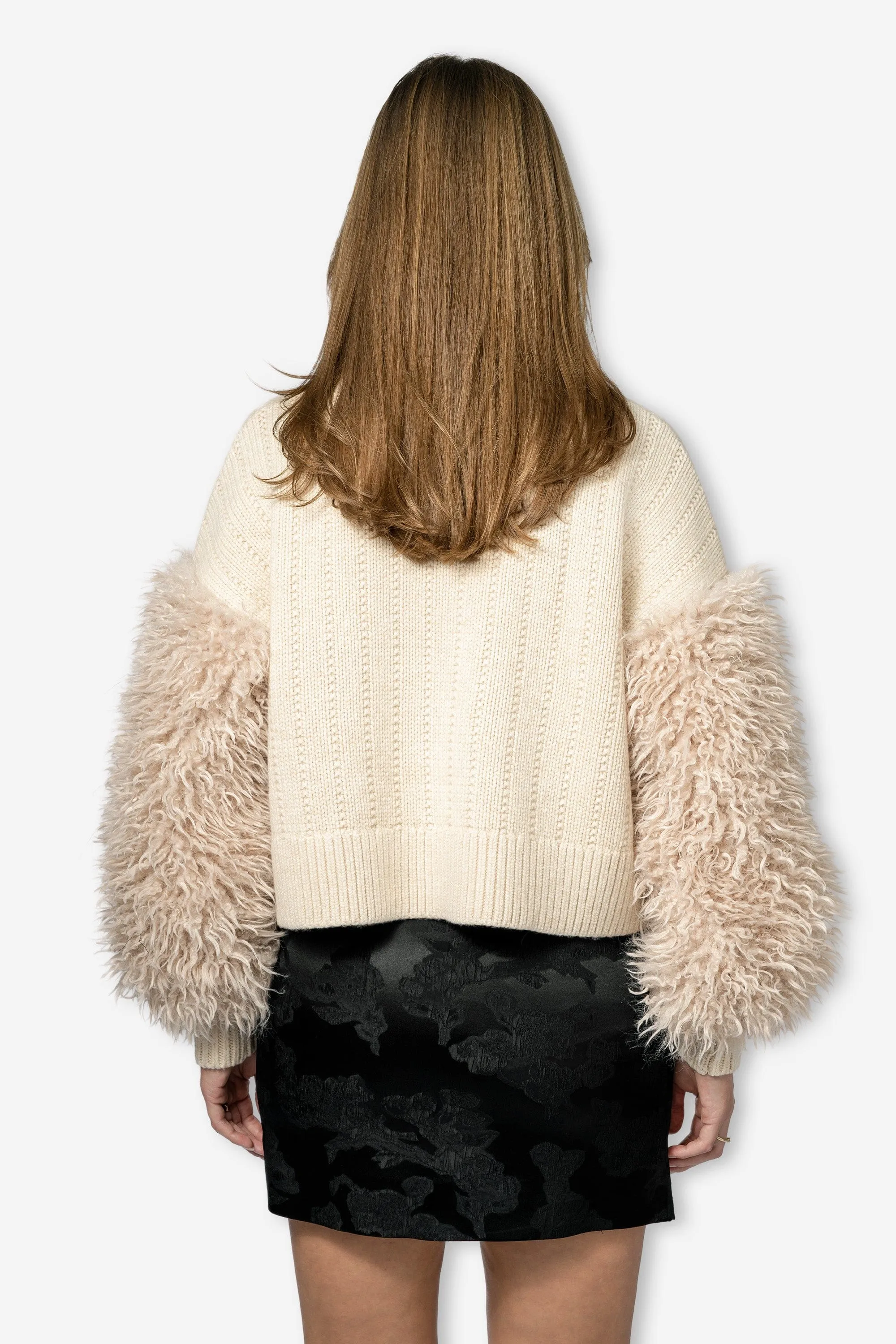 Faux Fur Turtleneck Off White