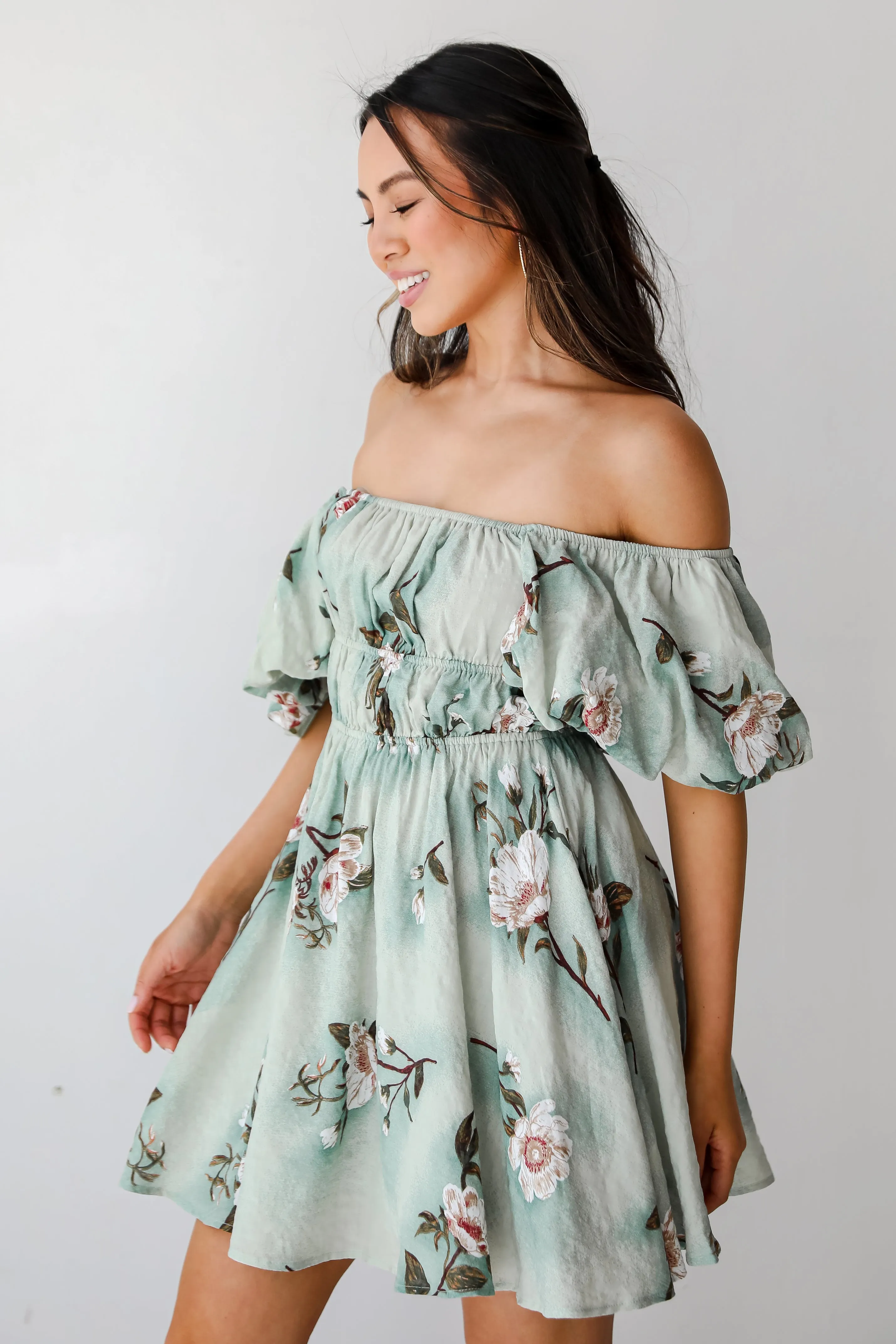 FINAL SALE - Exceptional Grace Sage Floral Mini Dress