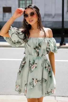 FINAL SALE - Exceptional Grace Sage Floral Mini Dress