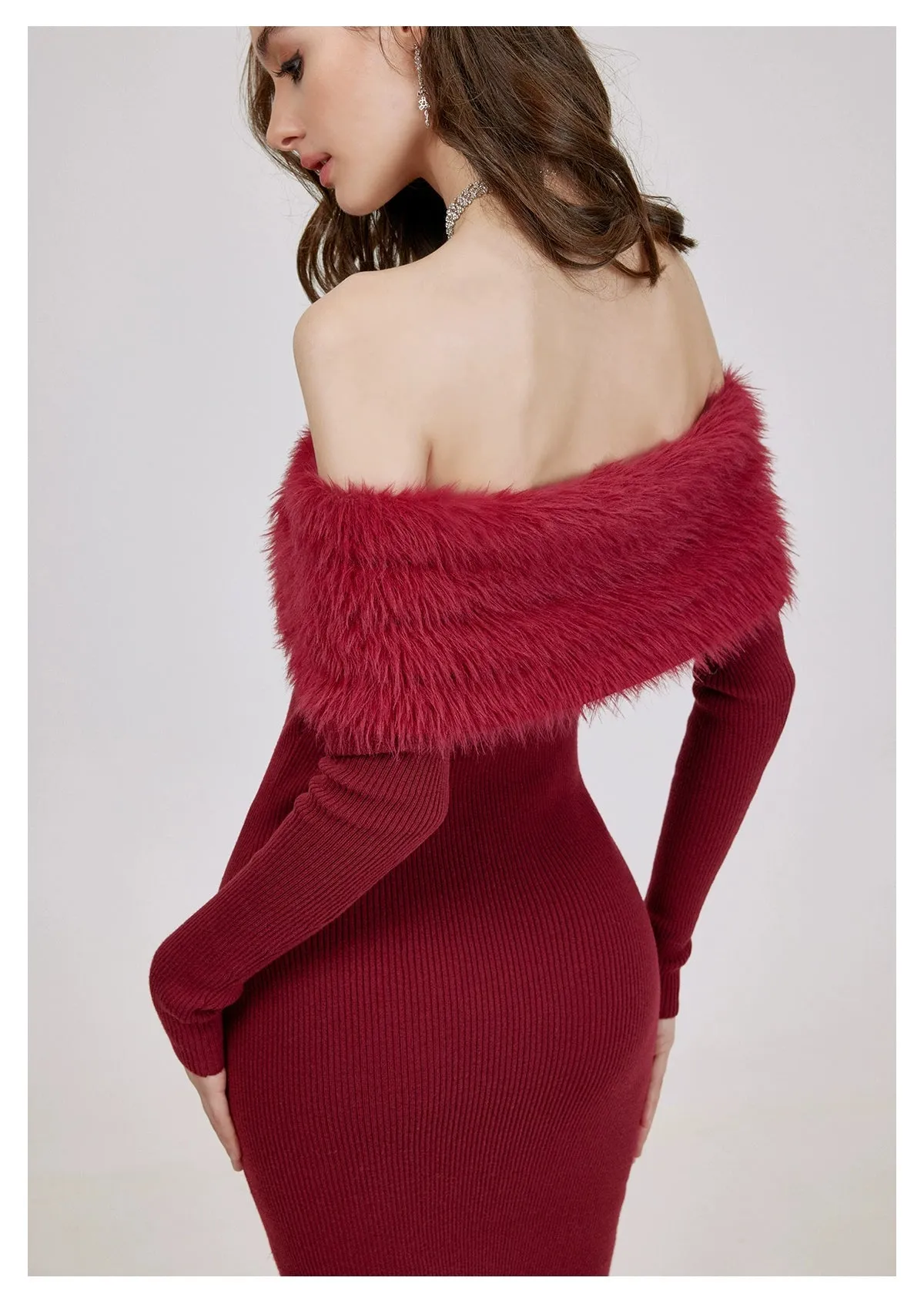 (Final Sale) Nonna Off-Shoulder Knit Long Dress