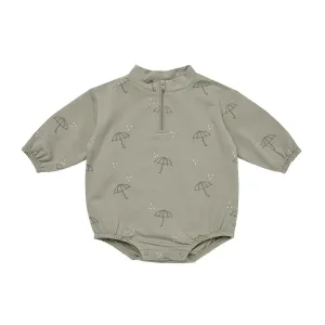 Fleece Bodhi Romper - Umbrellas - Basil - FINAL SALE