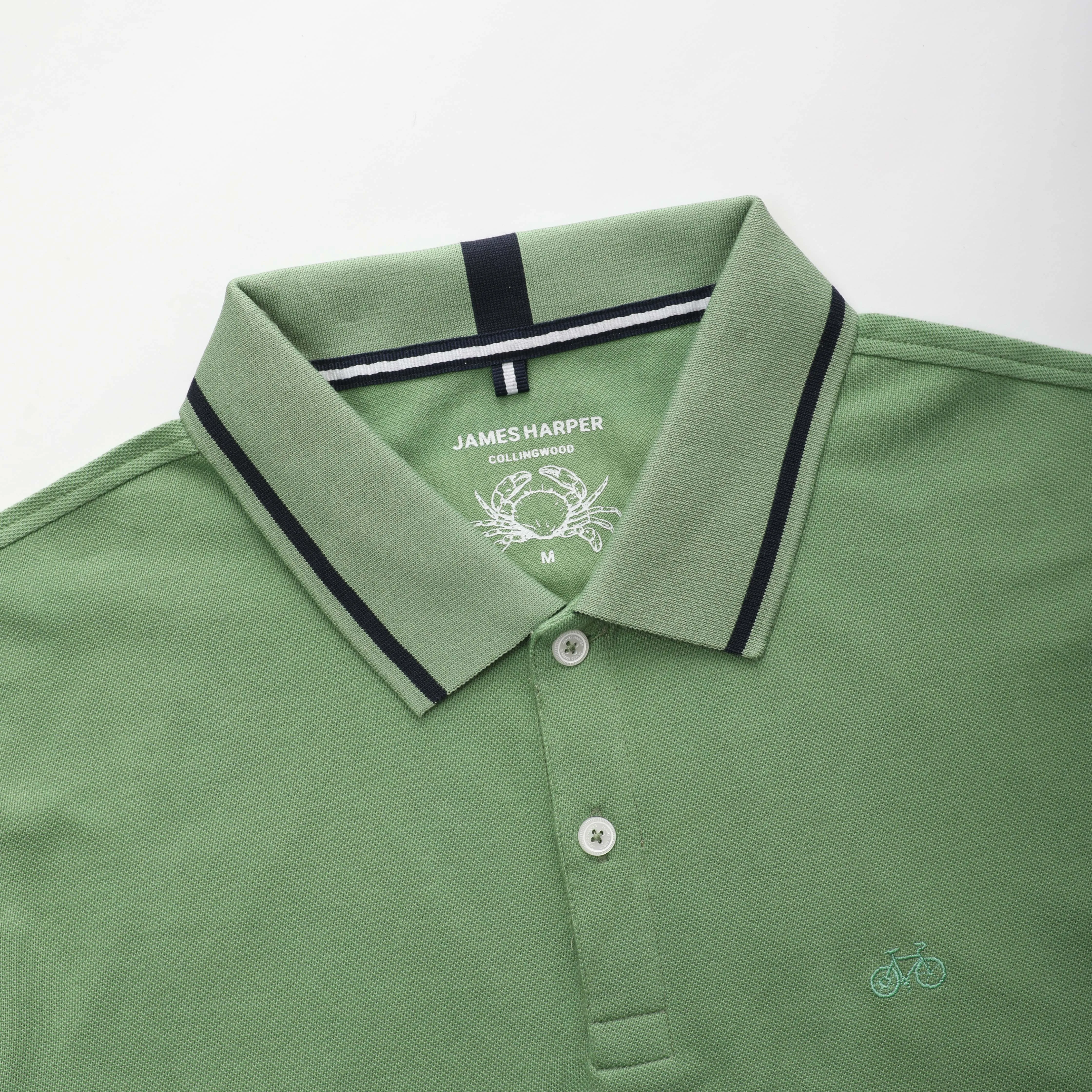 Forest Button Pique Polo