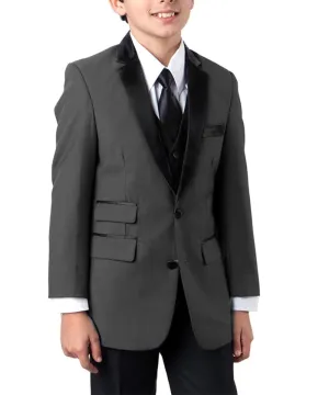 Formal Grey and Black Boys Tuxedo Set